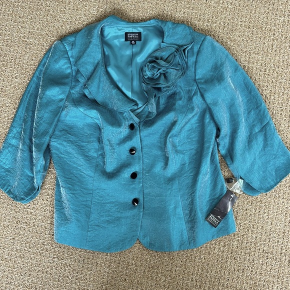 Adrianna Papell Jackets & Blazers - ADRIANNA PAPELL evening Essentials Women's Size 16W Teal Shimmering jacket